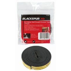 BLACKSPUR 5m Rubber Seal Draft Excluder Tape - P Shape