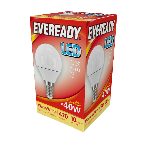 EVEREADY LED Golfball 470lm Warm White E14 10,000Hrs