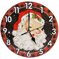 XMAS HAUS Christmas Wall Clock Santa Face