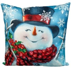 XMAS HAUS Christmas Themed Cushion Snowman Face