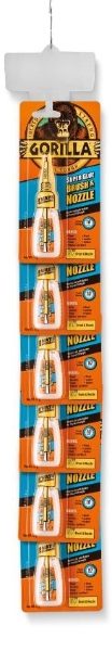 GORILLA 12gm Superglue Brush & Nozzle ClipStrip Display Of 6