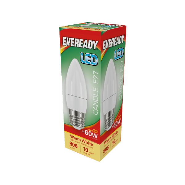 EVEREADY LED Candle 806lm Warm White E27 10,000Hrs