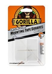 GORILLA 2.5cm Clear Square Mounting Tape Clip Strip Of 4