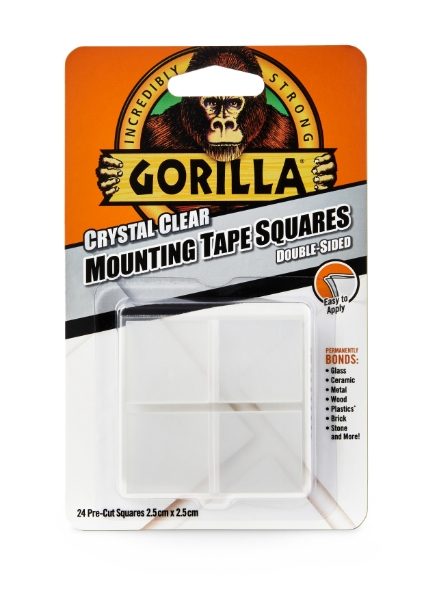 GORILLA 2.5cm Clear Square Mounting Tape Clip Strip Of 4