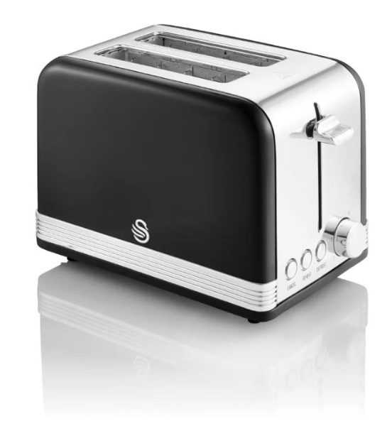 SWAN 2 Slice Retro Black Toaster