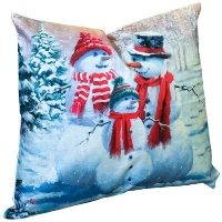 XMAS HAUS Christmas Themed Cushion Snowman Family