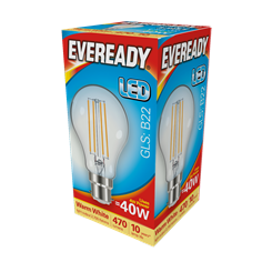 EVEREADY LED 470lm Clear GLS BC Filament