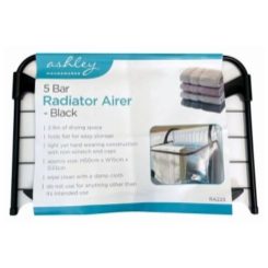 ASHLEY 5 Bar Radiator Airer - Black