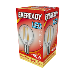 EVEREADY LED 470lm Clear Golfball SBC Filament