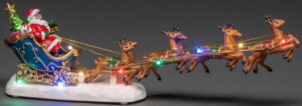 KONST SMIDE Fiber Optic Santa in Sledge 10 LED B/O