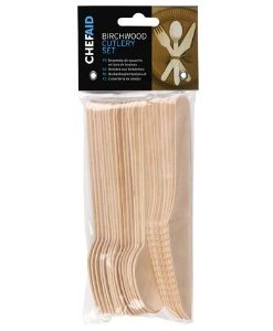 CHEF AID 24 Piece Birchwood Cutlery Set