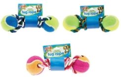 PETS AT PLAY Double Tennis Ball Tug Rope