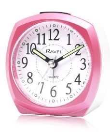 RAVEL Easy Read Metallic Clock Quiet Second Hand Pink