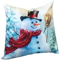 XMAS HAUS Christmas Themed Cushion Snowman & Broom