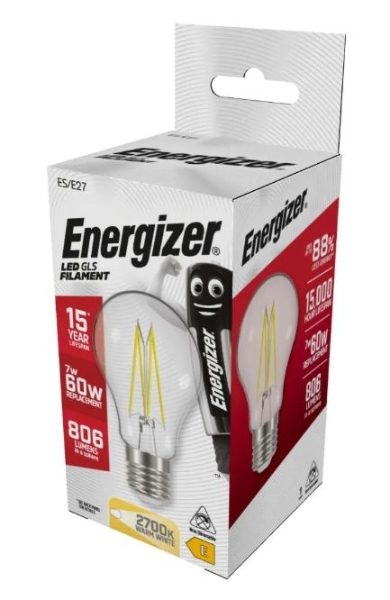 ENERGIZER FILAMENT LED GLS 806LM E27 WARM WHITE BOX