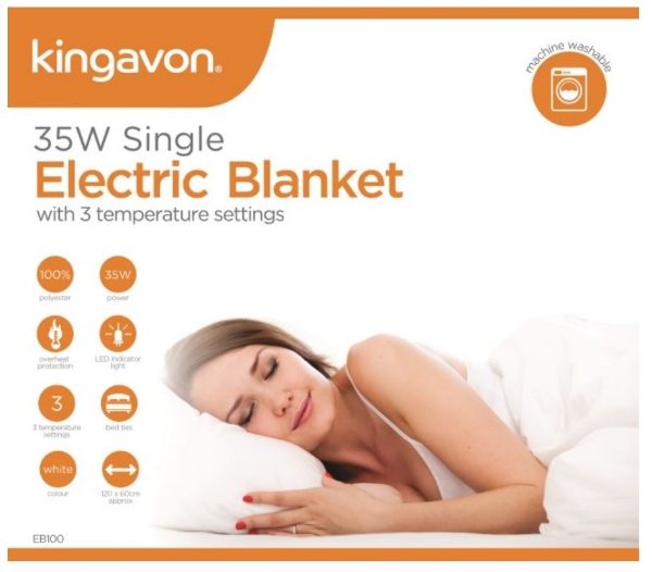 KINGAVON Single Electric Blanket 120 x 60cm