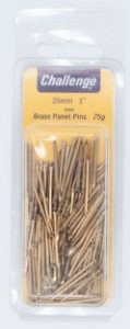 CHALLENGE 25mm Brass Panel Pins Blister 60g