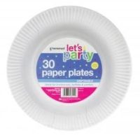 HOMEMAID 30pk White Paper Plates 23cm