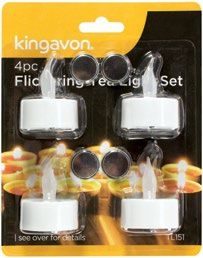 KINGAVON 4 Pack Flickering Tea Light Set