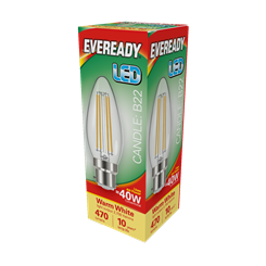 EVEREADY LED 470lm Clear Candle BC Filament