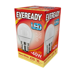 EVEREADY LED Golfball 470lm Warm White BC 10,000Hrs