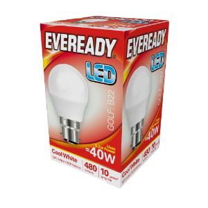 EVEREADY LED Golfball 470lm Cool White BC 10,000Hrs