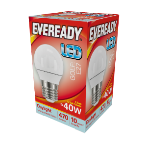 EVEREADY LED Golfball 470lm Daylight E27 10,000Hrs