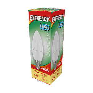 EVEREADY LED Candle 470lm Warm White E14 10,000Hrs