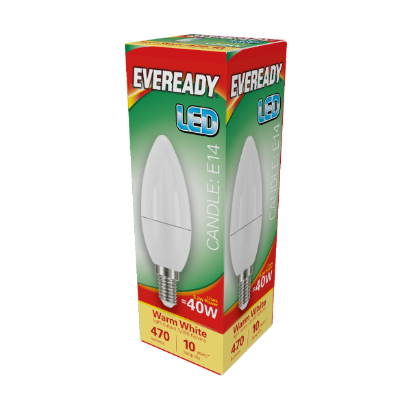 EVEREADY LED Candle 470lm Warm White E14 10,000Hrs