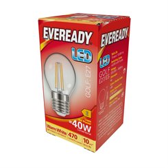 EVEREADY LED 470lm Clear Golfball E27 Filament