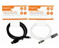 KINGAVON 1m Type C to USB Cable Black/White