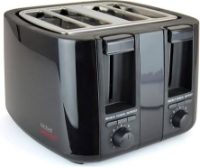 KitchenPerfected 4 Slice Dual Slot Black Toaster