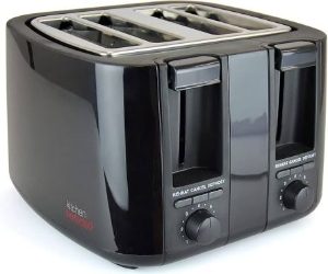 KitchenPerfected 4 Slice Dual Slot Black Toaster