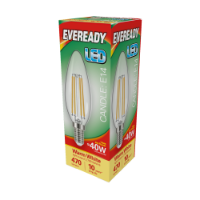 EVEREADY LED 470lm Clear Candle E14 Filament