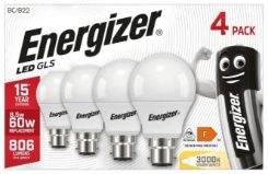 ENERGIZER 806lm 60w BC 4 Pack GLS Lamp